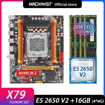 Machinsit-placa base X79 con XEON E5 2650 V2 CPU 4X4 = 16GB DDR3 1333MHz ECC, Kit combinado de memoria, procesador LGA 2011 E5 V3.3K