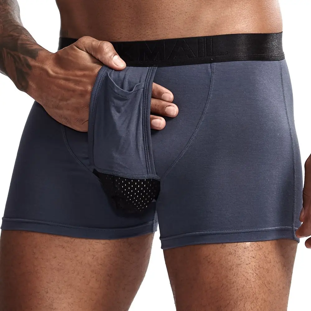 JOCKMAIL модал Мужское нижнее белье боксершортики сетка Мошонка уход капсула функция молодежное здоровье сеульская выпуклая разделительная пестрые трусы - Цвет: Темно-серый