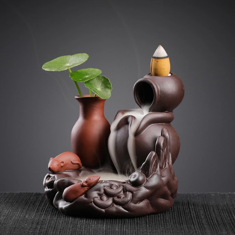 Backflow Incense Burner Flower Pot Plant Container Ceramic Waterfall Incense Holder Home Decor Gift
