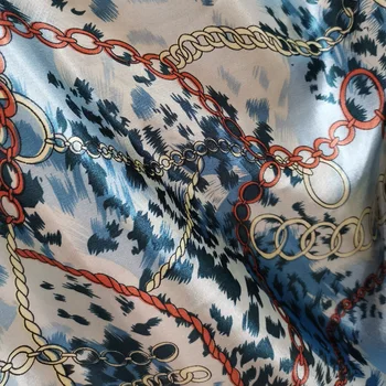 

Satin Fabric Chain Leopard Print Ribbon Material Glossy Charmeuse Polyester Tilda Scarf Material
