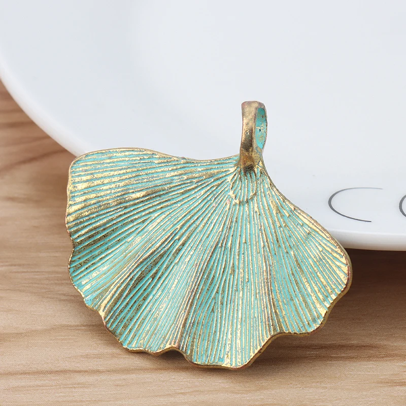 5 шт. античная латунь зеленая ярь Медянка патина гинкго билоба лист Подвески для