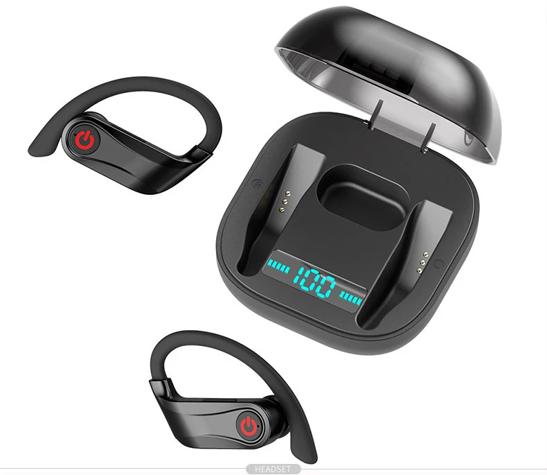 Беспроводные спортивные наушники TWS Bluetooth 5,0 наушники с ушным крюком для бега с шумоподавлением стерео наушники с микрофоном IPX4 водонепроницаемые