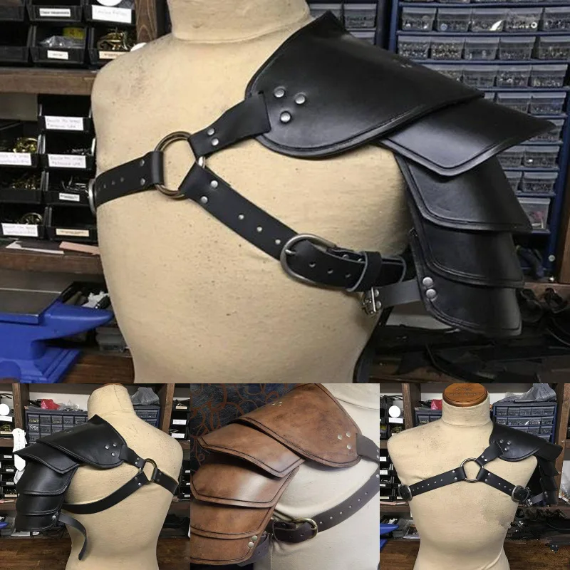 Medieval Rivet Leather Shoulder Armor Gladiator Samurai Cosplay Knight Pauldron 