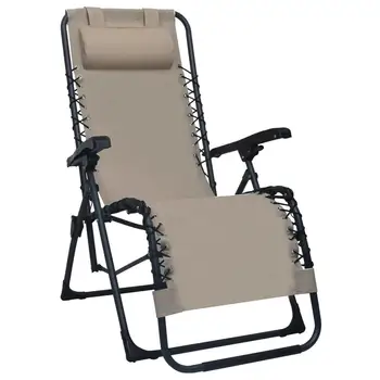 

Folding Lounge Chair Sun Lounger Patio Chairs for Balcony Campsite Terrace Adjustable Garden Chairs with Padded Headrest