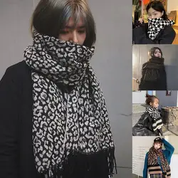 Fashion Imitation Cashmere Winter Thickened Warm Leopard Zebra Scarf for Women Men Scarves Shawl Dual-use Scarfs foulard femme