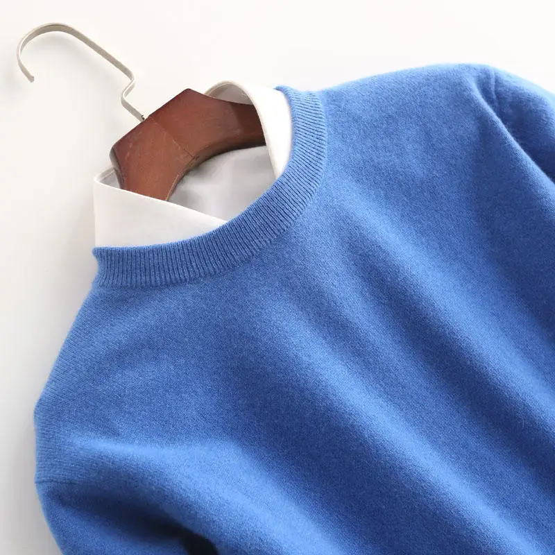 Мужской свитер кашемировый вязаный пуловер зимняя новая мода Oneck 10 цветов свитера для мужчин одежда - Цвет: blue