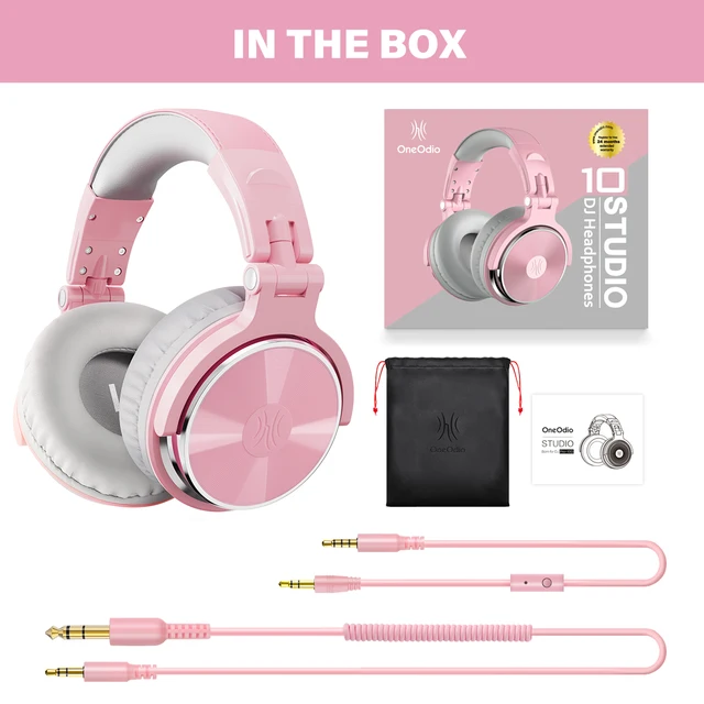 Oneodio Pro10/30/50 Wired Headphones Professional Studio DJ Headphone with Microphone Over Ear Monitor Recording Stereo Headsets Pro-10 Pink