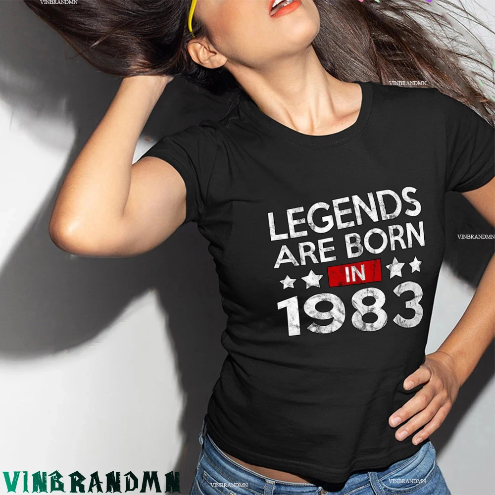 Vintage Legends are Born in 1983 T shirts women Retro Made T-shirt 80s Apparel Birthday tshirt Hipster wife gifts Tops | Женская одежда
