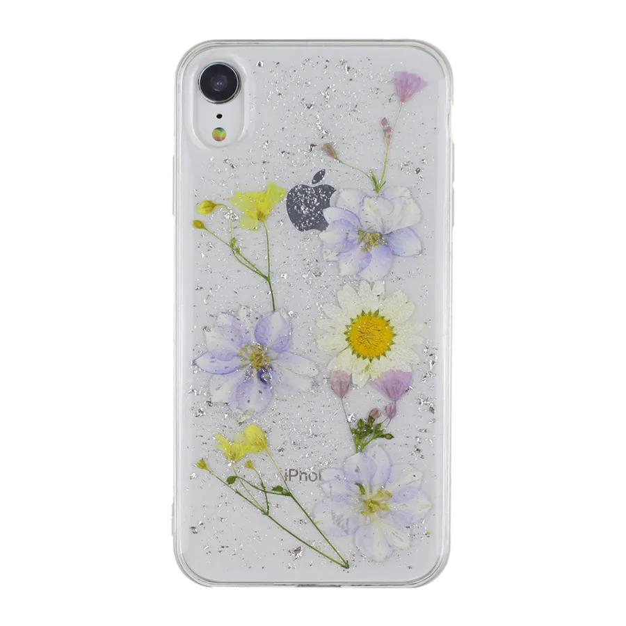 Real Dried Flowers Cute Transparent Soft Case For iPhone 11 X 6 6S 7 8 Plus 11 Pro Max Phone Cover For iphone XR XS Max Case - Цвет: 22