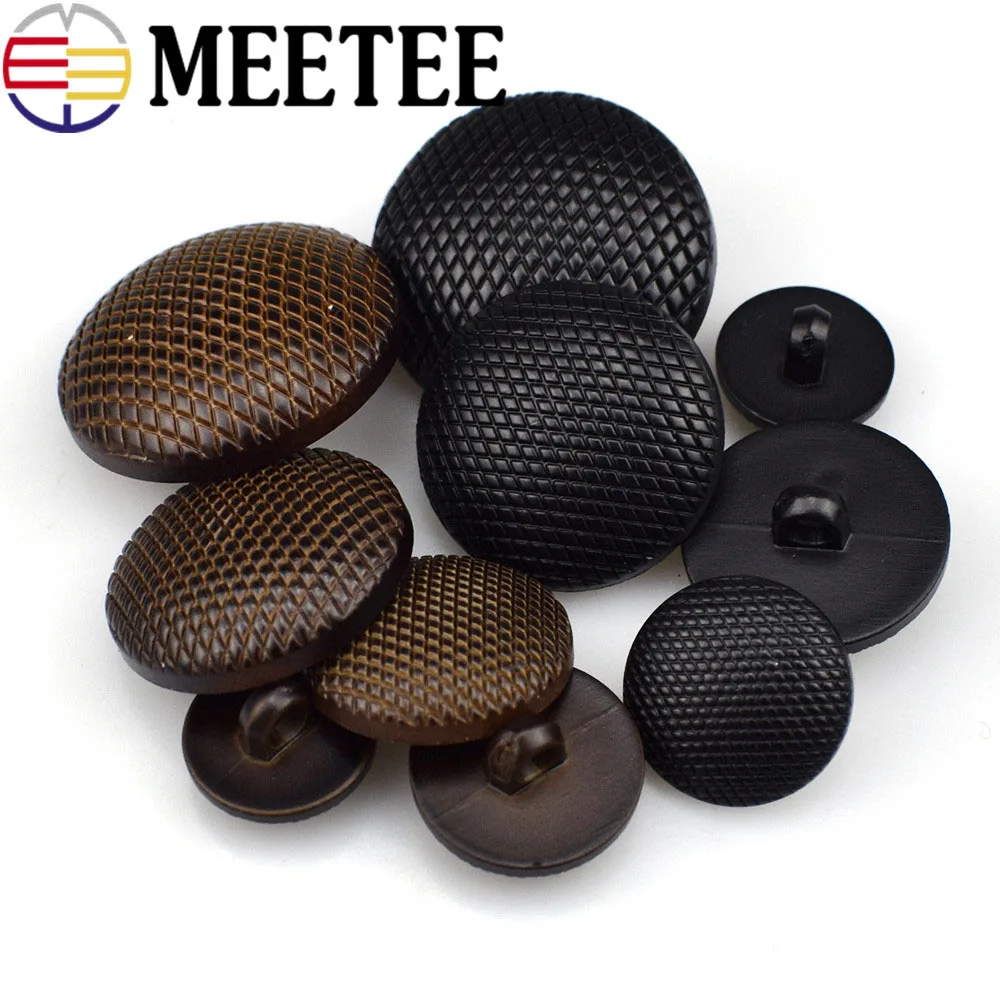 

50p Meetee 15-30mm ABS Plastic Resin Buttons Imitation Leather Shank Botones DIY Sewing Suit Coat Clothes Scrapbooking Accessory