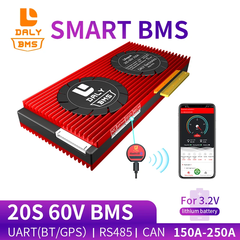 124 Smart BMS 20S LiFePO4 60V Bluetooth APP 150A 200A 250A 485 к USB устройству CAN UART литиевая 3 7 V E bike Sctoor
