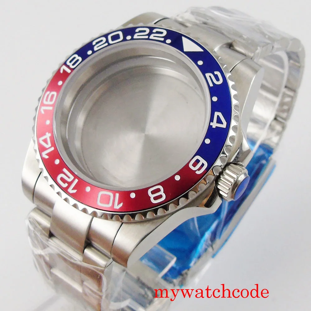 

bliger men watch case fit NH35 NH36 automatic movement sapphire glass unidirection bezel oyster band folding buckle