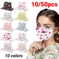 10-50pcs Mascarillas Flower Print Disposable Face Masks For Face Adult Anti-pollution Protective 3 Layer Mouth Mask Masque 1
