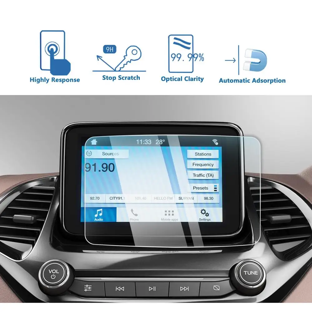 RUIYA защита экрана автомобиля для Ford Ka plus/Aspire/frestyle SYNC 3 навигационный сенсорный дисплей, авто интерьерная наклейка