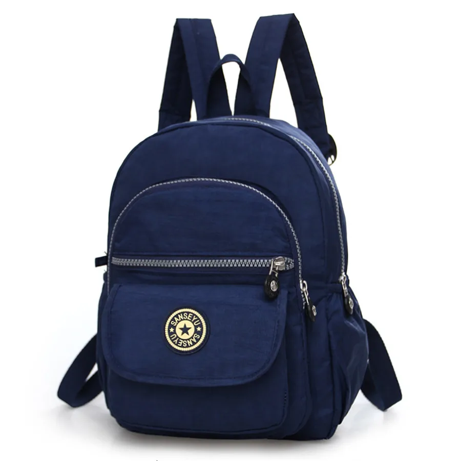 Navy Blue Мини Женский Нейлоновый Рюкзак кошелек маленький рюкзак сумка для детей школьные студенты подростки путешествия - Цвет: Navy Blue