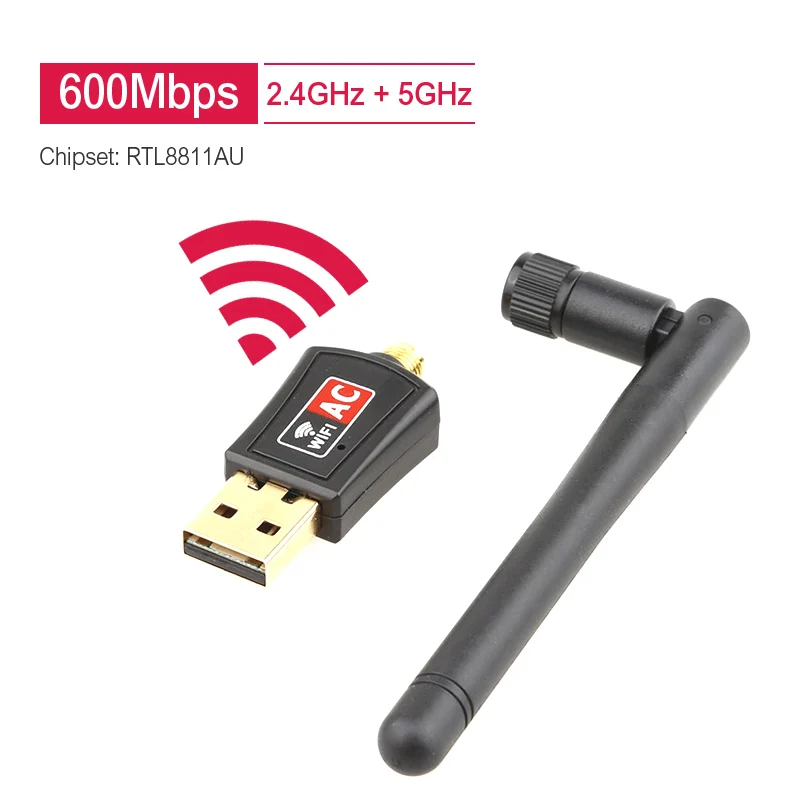 600Mbps USB2.0 Wifi Adapter RTL8811AU 2.4G&amp5G Ethernet Lan Dongle AC Receiver Network Card With Rotatable Antenna | Компьютеры и