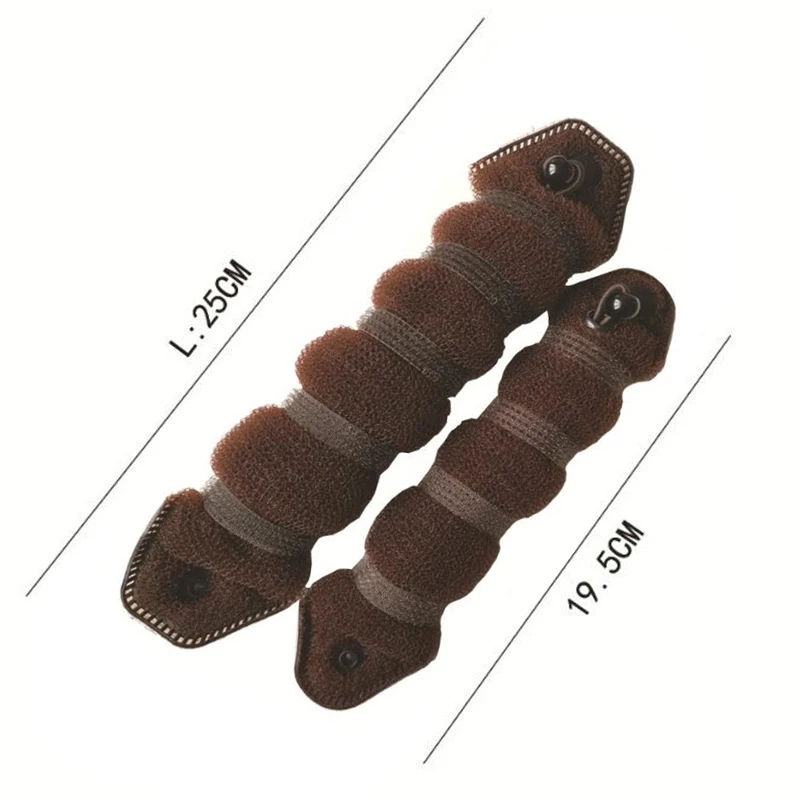 coffee 2PCS 2pcs Women Hair Styling Former Magic Sponge Bun Maker Donut Ring Shaper Foam Braider Tool Girl's DIY Hair Styling Accessories - Color: coffee 2PCS