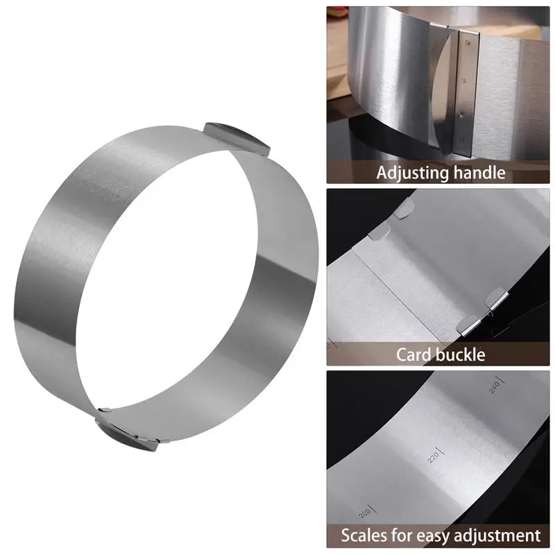 OUNONA Baking Ring Baking Tools Adjustable 6 12 Inch Stainless Steel Mousse Layered Cake Mold Baking 2
