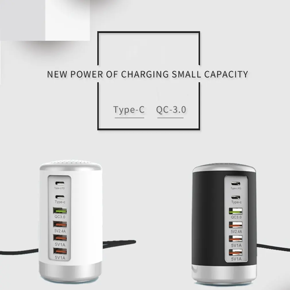 6 портов USB зарядное устройство концентратор мульти док-станция для зарядки с USB PD+ QC3.0 зарядное устройство Универсальный мобильный телефон Настольный настенный дом США/ЕС/Великобритания штекер