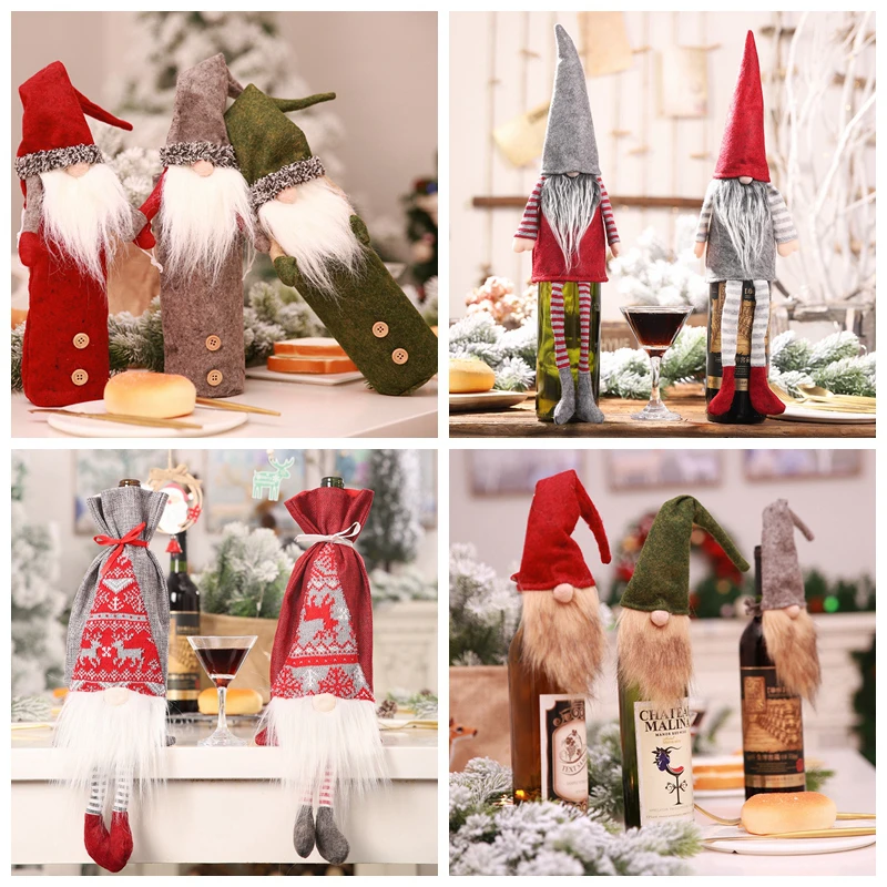 Luanqi Natale 2020 Рождественская безликая кукла Gnome набор вина Санта Клауса