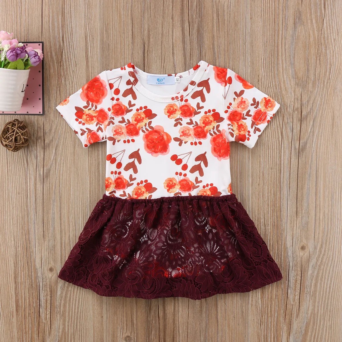 Emmababy Одежда для новорожденных девочек летнее Хлопковое платье-пачка с короткими рукавами и цветочным принтом для детей от 6 до 24 месяцев, Pudcoco Vestidos