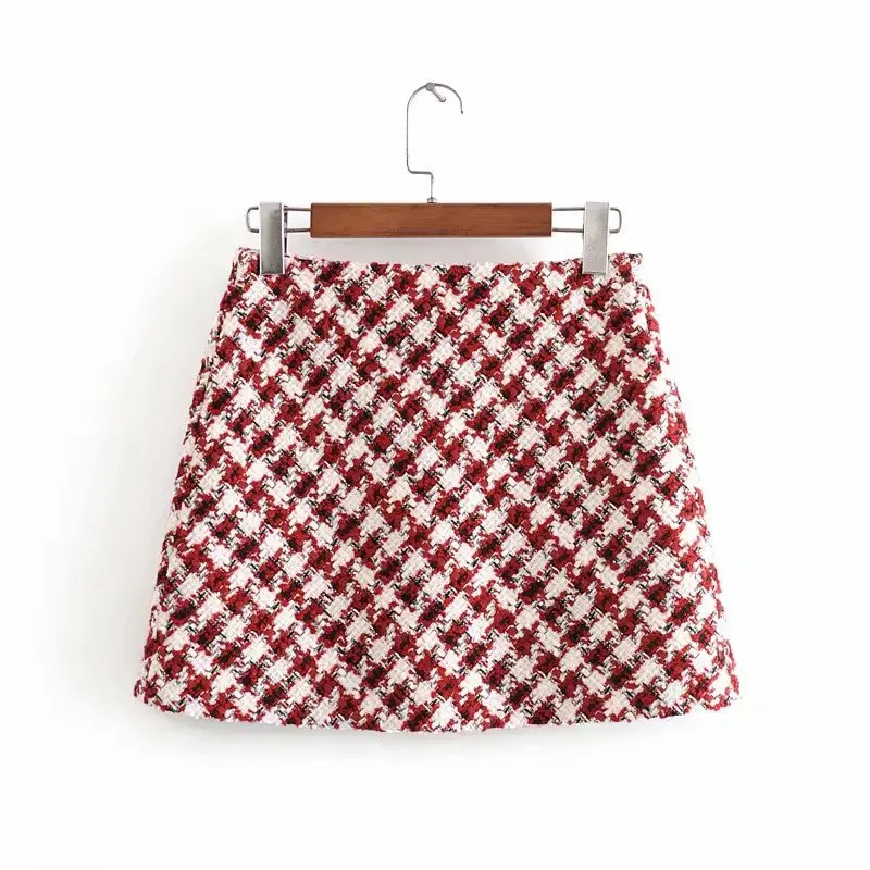 

Europe And America WOMEN'S Dress 2020 Spring New Style High-waisted Tweed Plaid Mini Short Skirt Women's A9ms2645