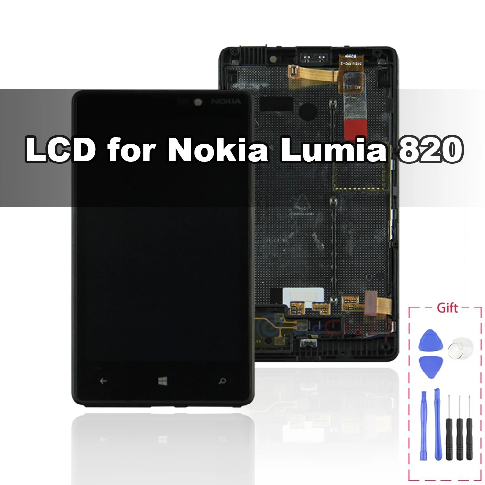 Для оригинального Nokia Lumia 820 ЖК дисплей с рамкой сенсорный экран дигитайзер сборка