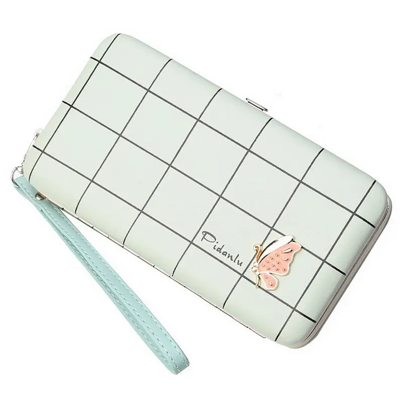 Women Butterfly Wallet Long Purse Phone Credit Card Holder Large Capacity LXX9 - Color: Blue