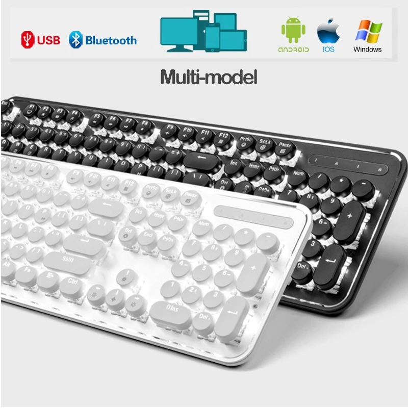 Dual Model Wireless Bluetooth Mechanical Keyboard Stream Punk For Mac Windows Phone Tablet Keyboard Gaming Accessories