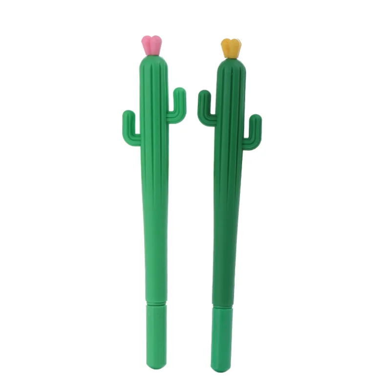 2pcs Kawaii Cactus Gel Pen 0.5mm Cute Stationery Creative Exam Writing Black Signature Markers Office School Supplies Ballpoint