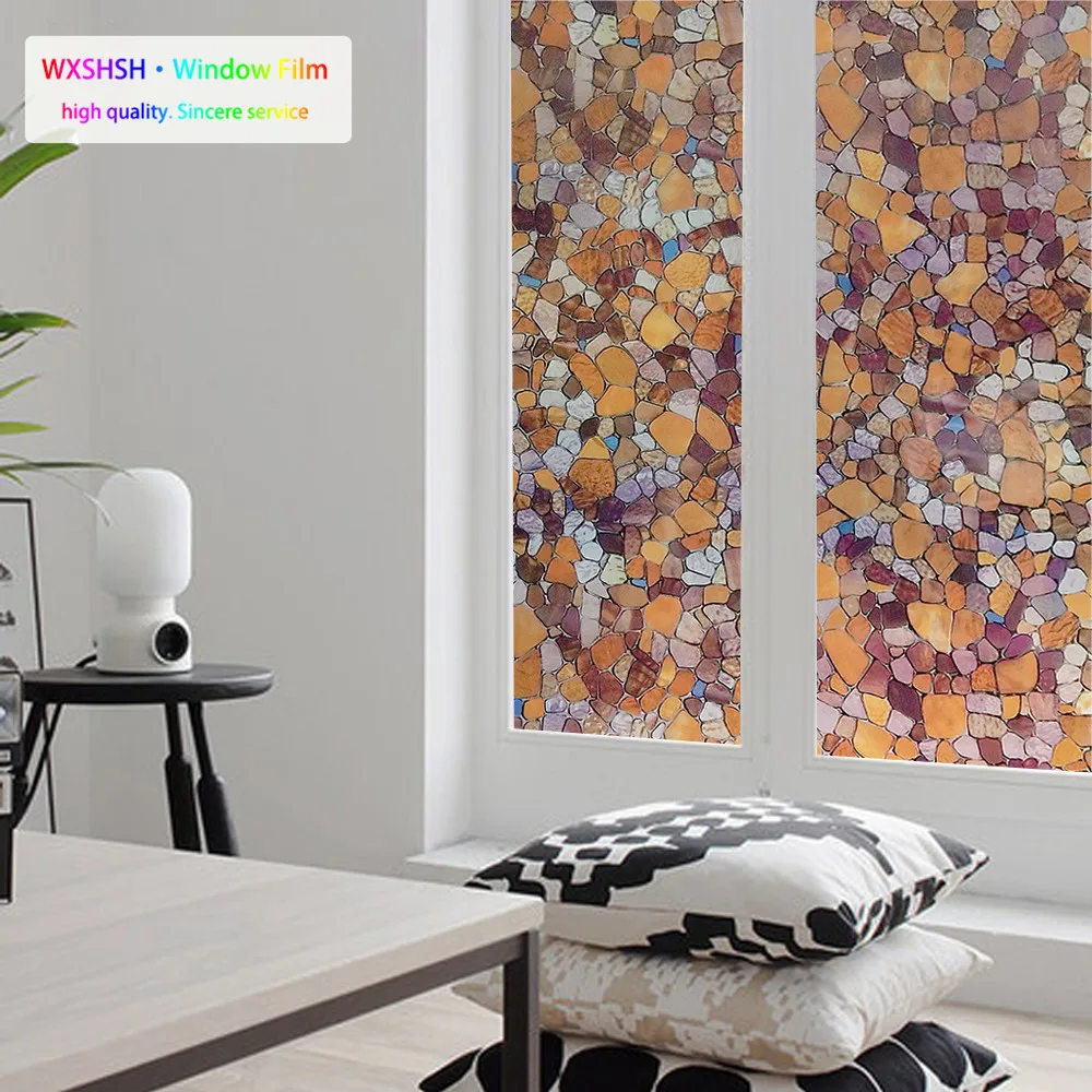 30*200 см пленка для окна непрозрачная. Статические цепляемые не клейкие витражные камни дизайн декоративные стеклянные наклейки блокирующая световая пленка