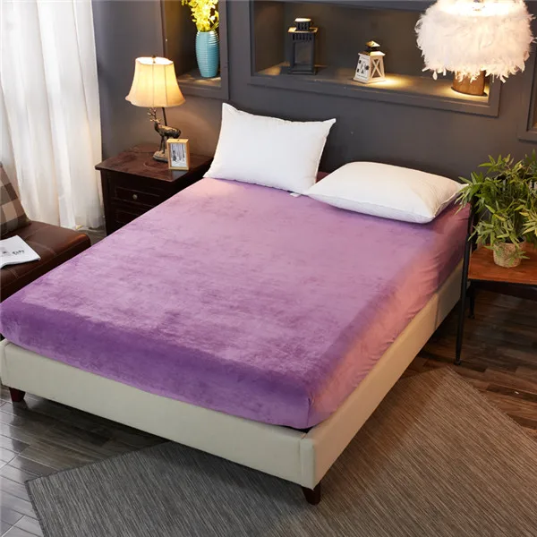 Роскошное покрывало для кровати Твин Полный король размер простыня фланелевый флис удобные эластичные для простыни сплошной цвет постельное белье - Цвет: style10