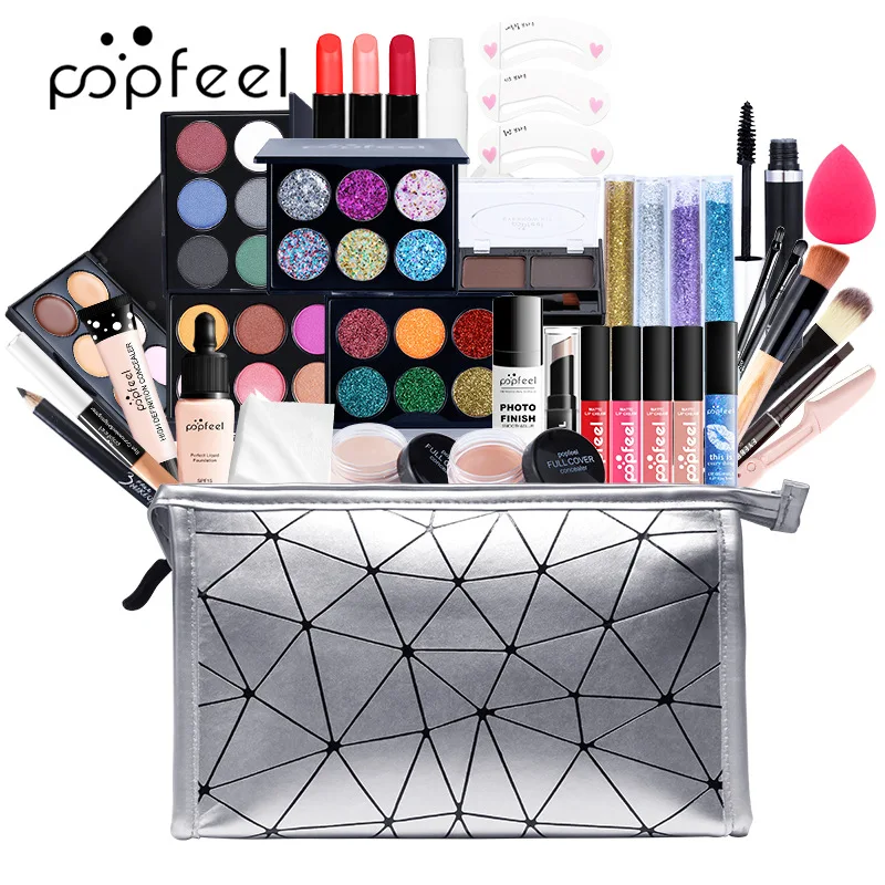 OWOSC Make Up Sets Beauty Natural Lipstick Eyeshadow Eyebrow Pencil Lip Gloss Foundation Makeup Brush Powder Puff Cosmetics Kit | Красота и