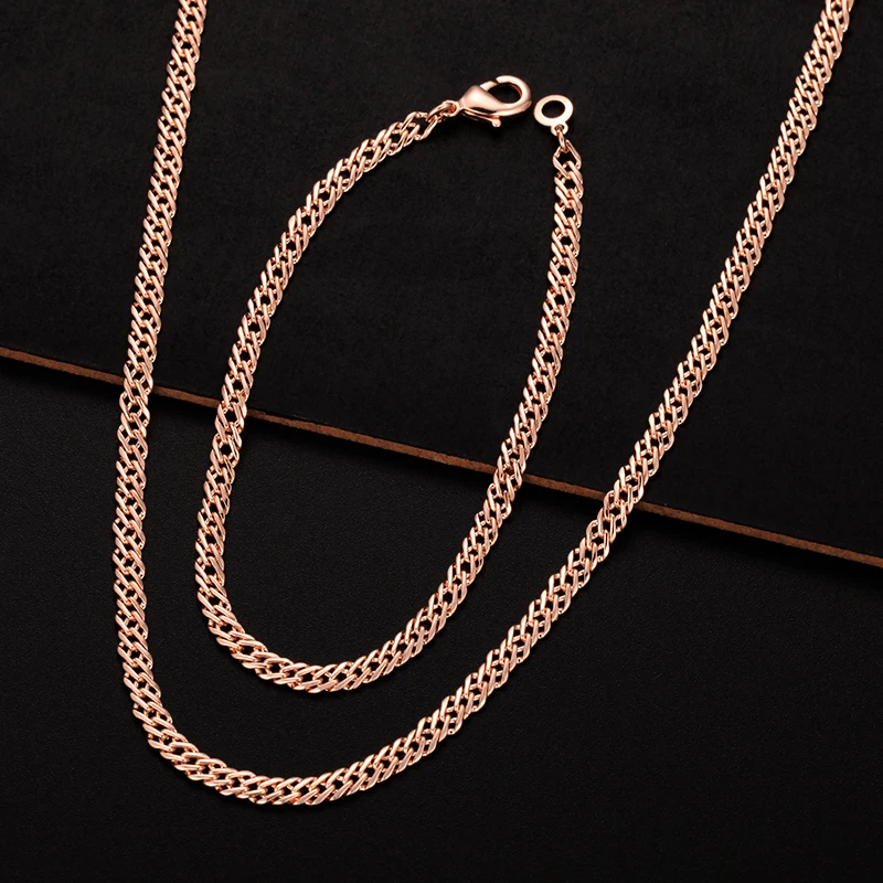 Комплект из браслета и цепи под розовое золото 6 мм|jewelry kitchen|bracelet machinejewelry gold bracelet |