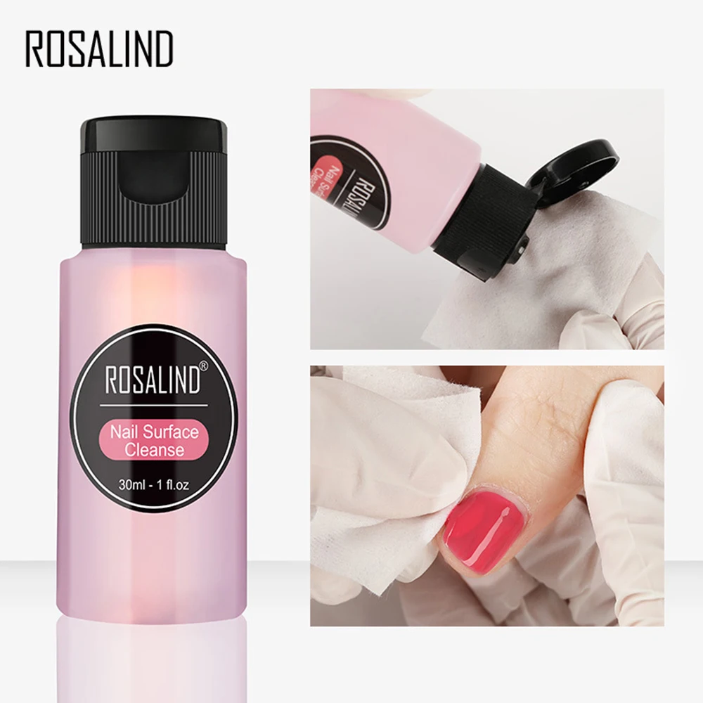 ROSALIND 30 мл Лак для ногтей Removes Удаляет излишки геля улучшает Блеск УФ светодиодный гель для ногтей для удаления лака для ногтей щетка для очистки TSLM1