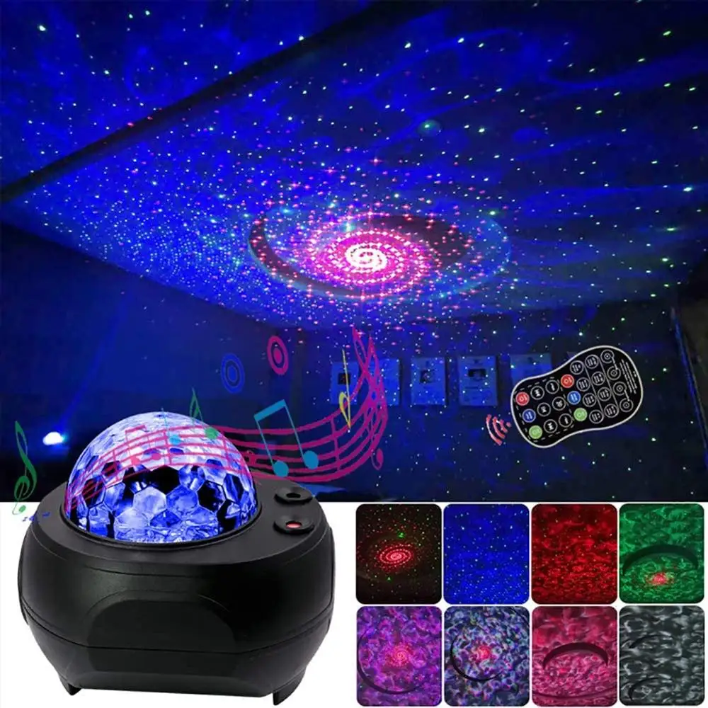 Nebula Galaxy Projector Night Lamp Universe Star Sky Projector Lamp Ocean Wave with Bluetooth Music Speaker For Kids Baby Gift