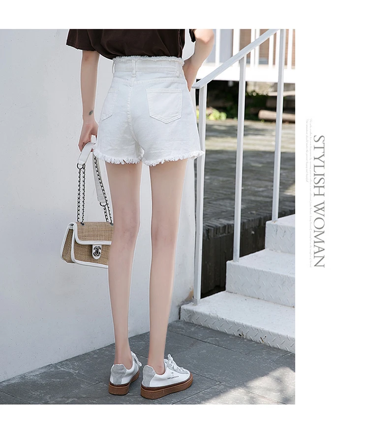 Photo Shoot High Waist Jeans Summer Korean-style Weep Yafeng WOMEN'S Dress up And down Burrs Outer Wear A- line Wide-Leg Shorts