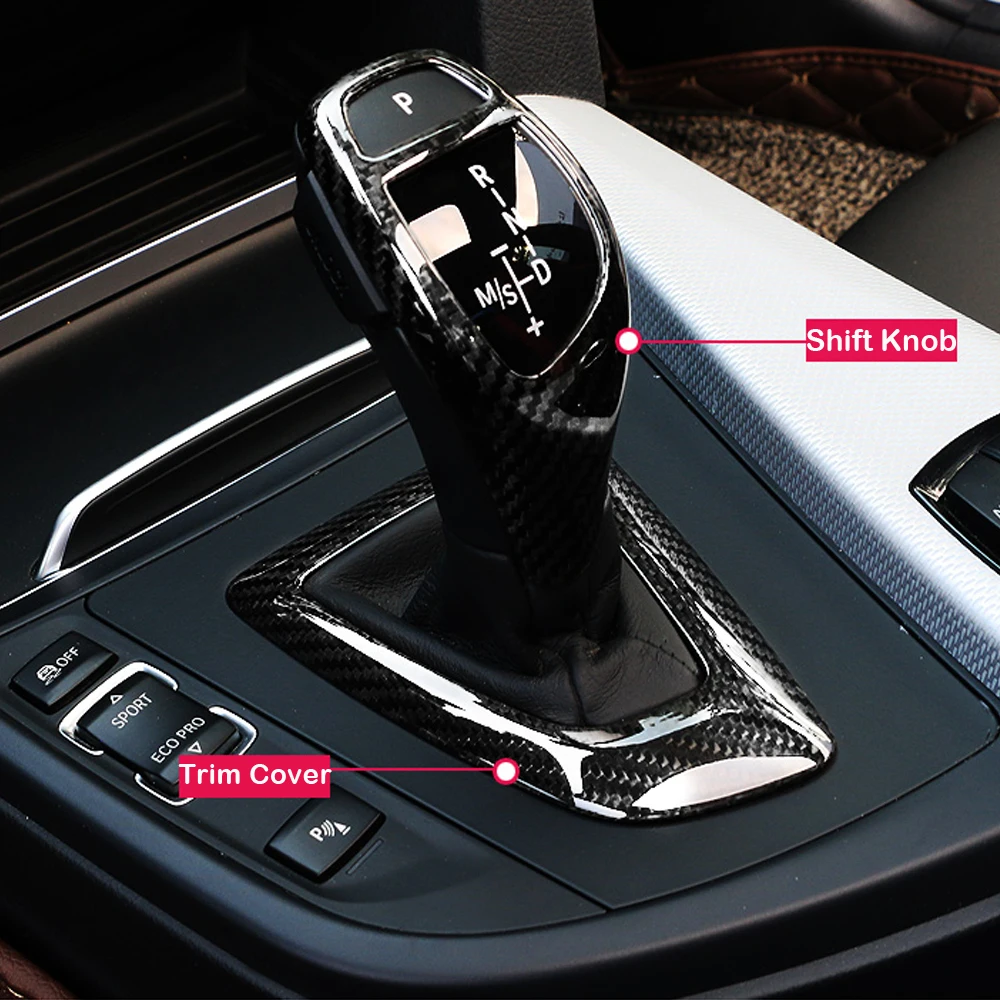 

Genuine Carbon Fiber Gear Shift Knob Panel Cover Trim Collars For BMW 1 2 3 4 5 6 7 GT X1 X2 X3 X4 X5 X6 series Left and Right