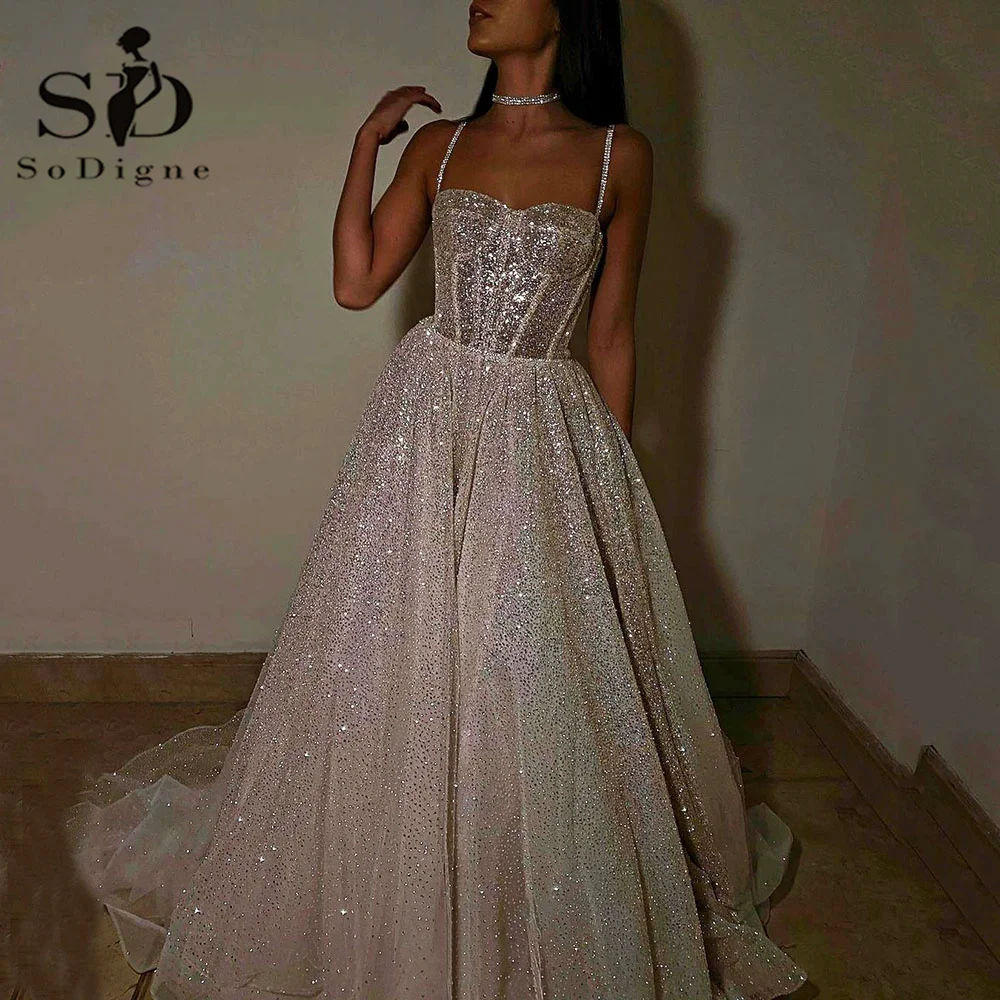 Sodigne Glitter Shinny Wedding Dresses 