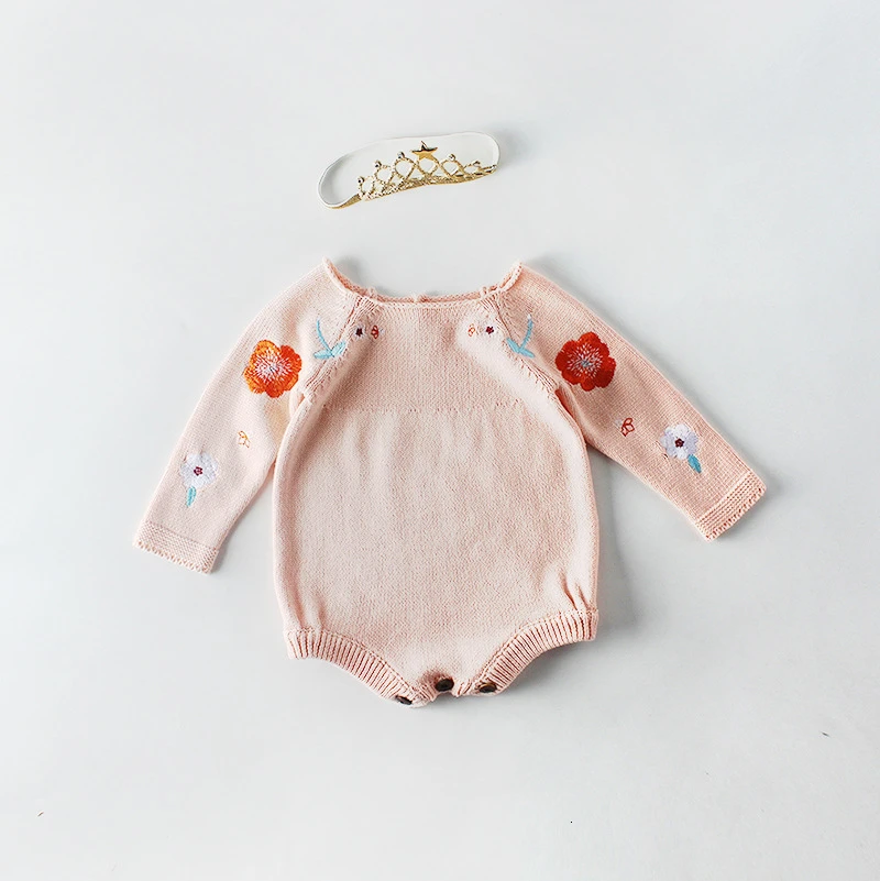 Lucky Child/Одежда для маленьких девочек; боди с цветочным рисунком; вязаный свитер с длинными рукавами для малышей; осенняя одежда для новорожденных; одежда для малышей