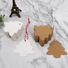 

100pcs/Lot Plain Tree Card Tags for Gift Packaging Material Kraft Paper Christmas Tree Shaped Small Labels for Home Decoration