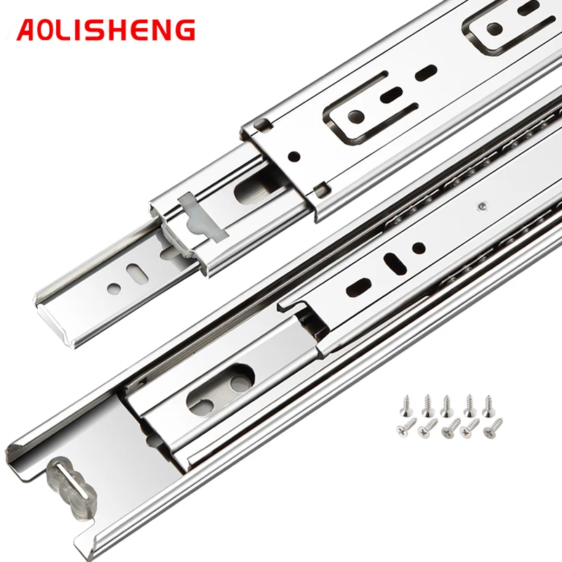 3 Fold Full Extension Color : Damped, Size : 45cm/18in Silent Ball Bearing Furniture Runners 1 Pair DIY Side Installation 2 Pieces YDSHOLL Stainless Steel Drawer Slide Rail 