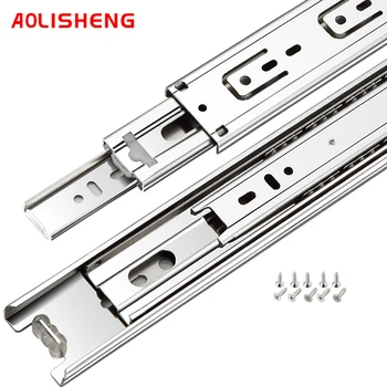

Soft Close Drawer Slide Rail 10-24 Inch Three Fold Full Extended Ball Bearing Guide
