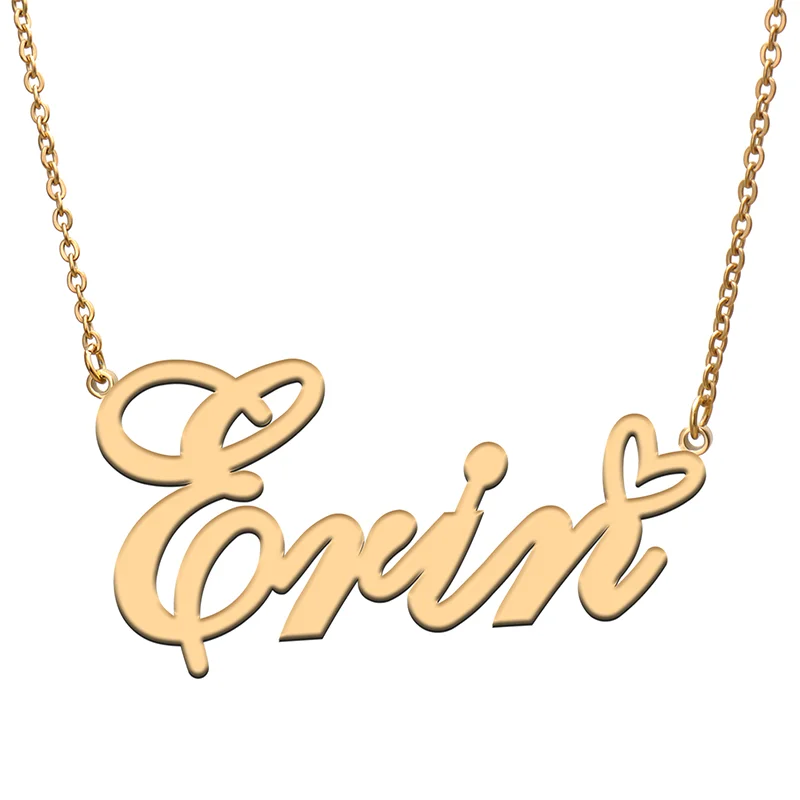 

Erin Name Tag Necklace Personalized Pendant Jewelry Gifts for Mom Daughter Girl Friend Birthday Christmas Party Present