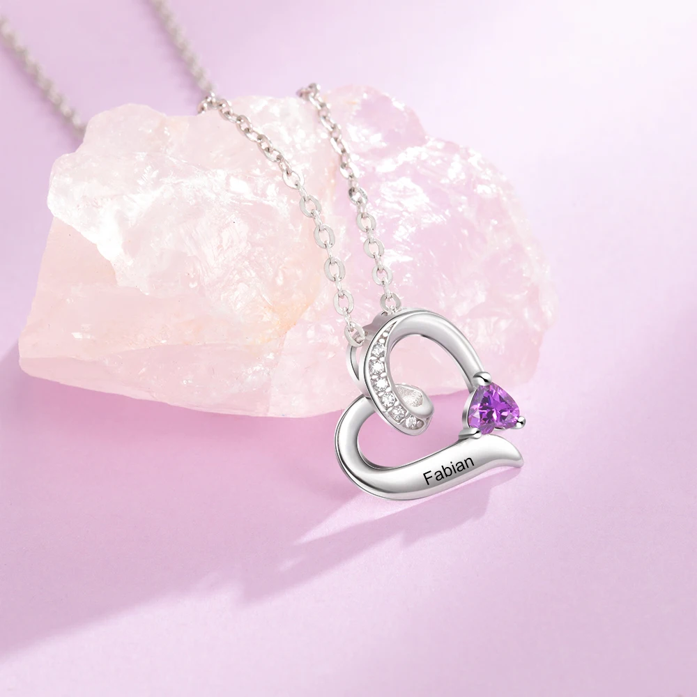 Personalized Sterling Silver Mothers Name Necklace With 1-6 Simulated