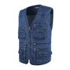 Denim Men Vest Cotton Sleeveless Jackets Blue Casual Fishing Vest with Many Pockets Plus Size 10XL Outdoors Waistcoat  Male Vest ► Photo 3/6