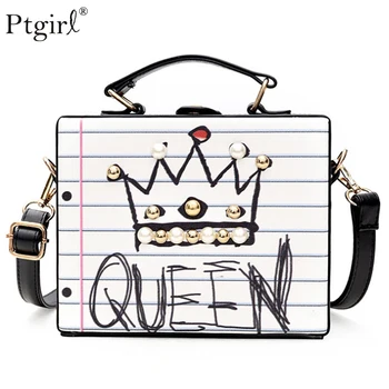 

New arrival fashion letter diamonds pearl rivet box shape Bags Ptgirl casual female handbag party purse ladies messenger bags