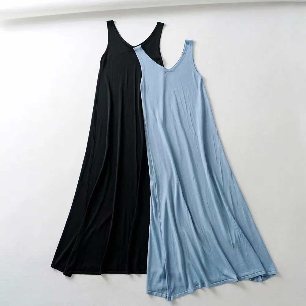 

Europe And America Tide Goods 2019 Summer WOMEN'S Dress New Style Versatile Simple Solid Color Strapped Dress Versatile Slimming