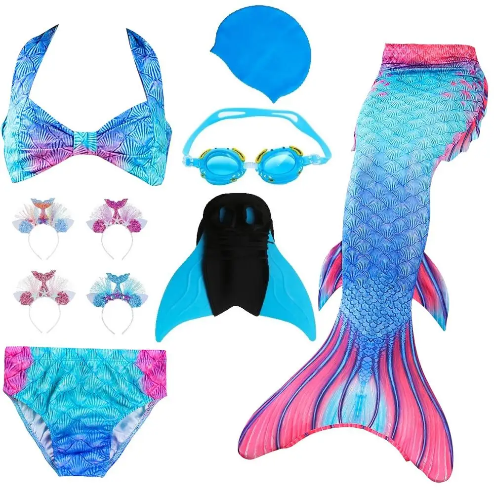 Swimmable Mermaid Tail bikini sets monofin Swimsuit Swimwear Girls cosplay Gift
