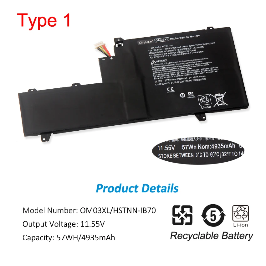 Kingsener Om03xl Bateria do Portátil para hp Elitebook 1030 g2 Série Hstnn-ib7o Hstnn-ib70 Hsn-i04c 863167171 863167-1b1 X360 Baterias p/ laptop - Imagem 2